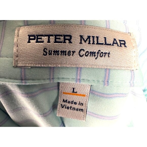 Peter Millar Summer Comfort Polo Shirt Men L Light Blue Striped Adcock Fin.Group - Picture 5 of 9